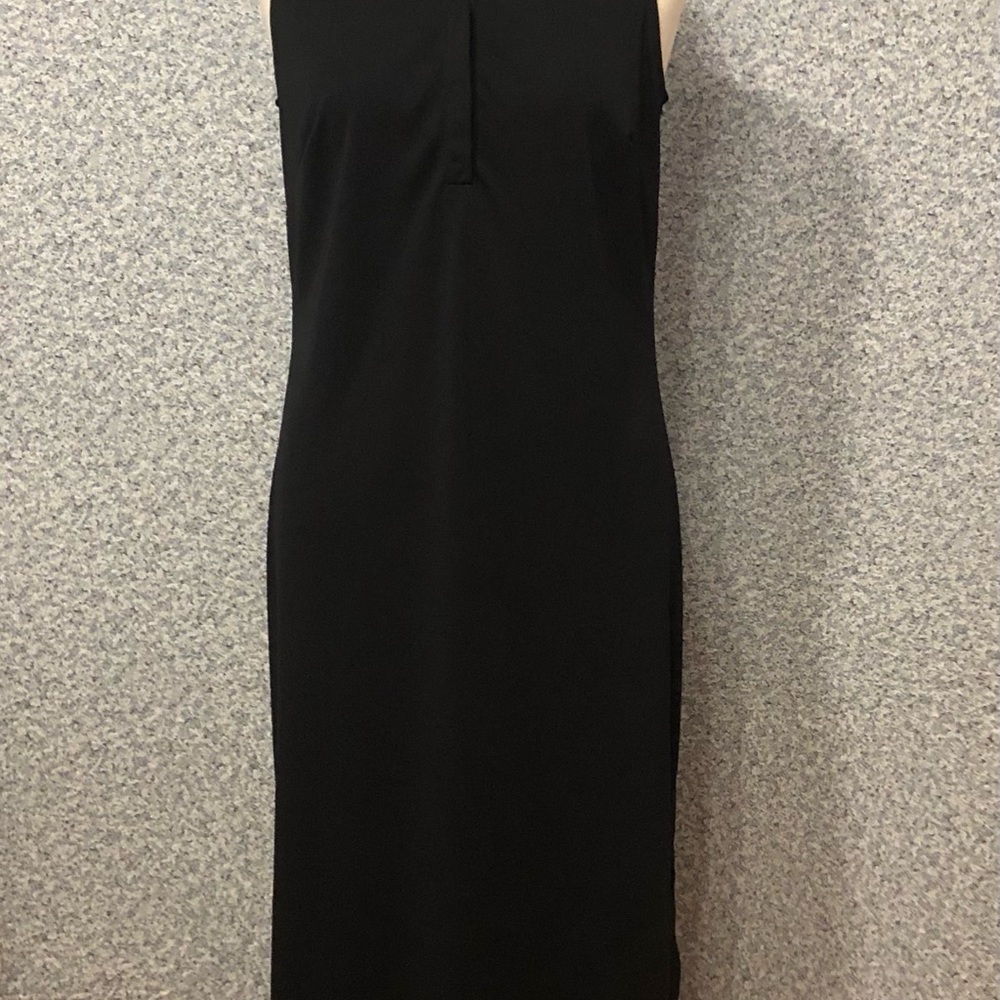 Van Heusen Solid Black Maxi Flowy, Button V-Neck,… - image 4